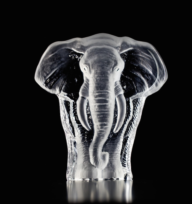 Elephant Glass Sculpture by Mats Jonasson